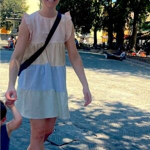 Colorful seersucker mini dress